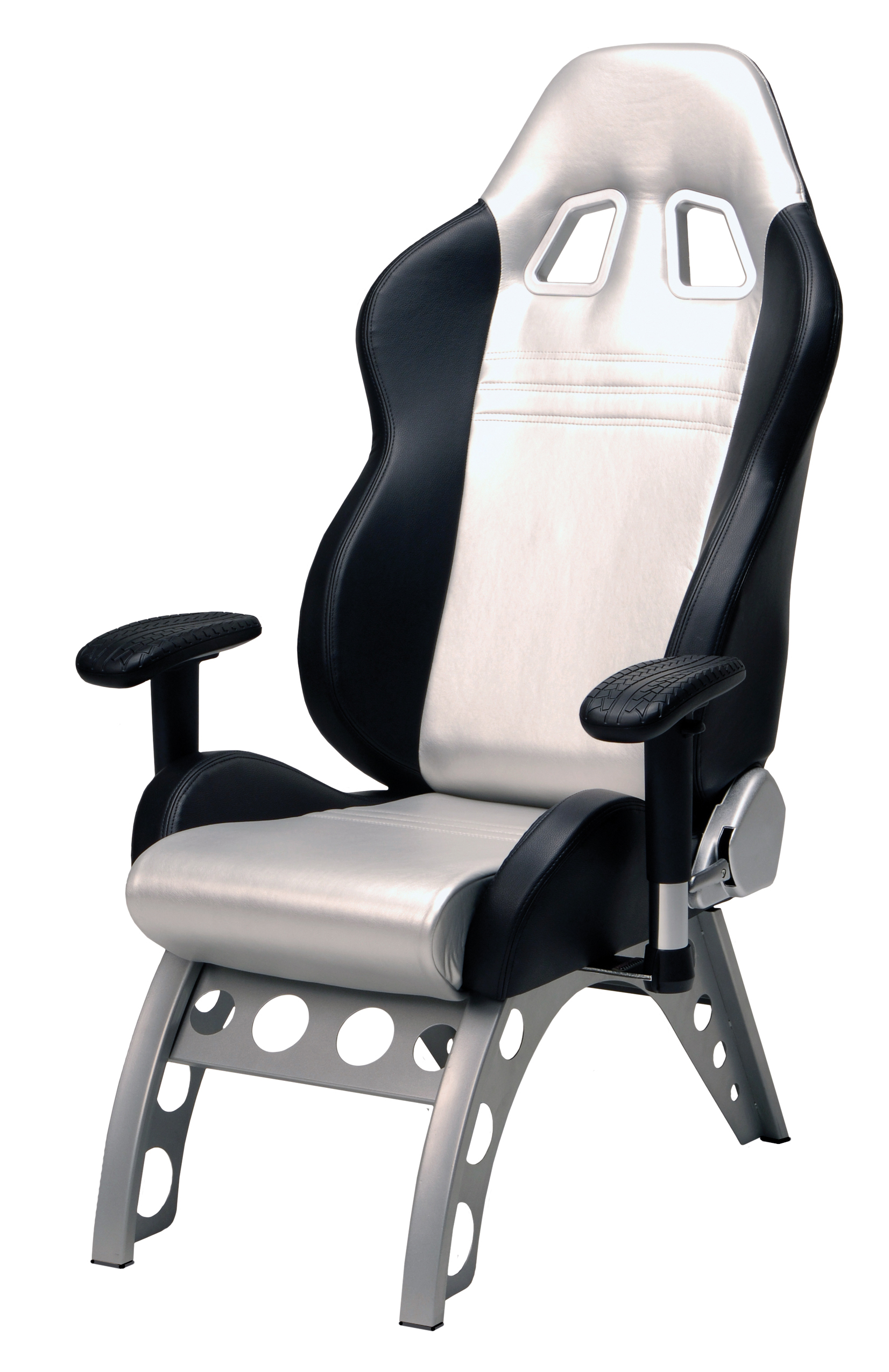Intro-Tech Automotive, Pitstop Furniture, GT4000S Rec. Chair Silver, Desk Chair